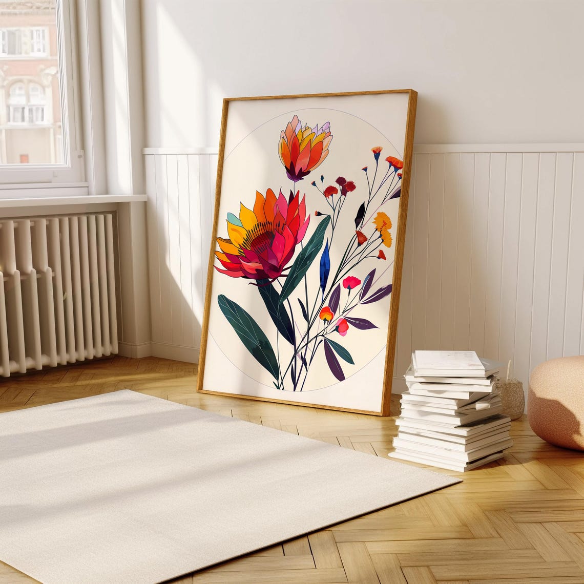 Sunset Protea Bloom Wildflower Bright Illustration Art Poster - Image 5