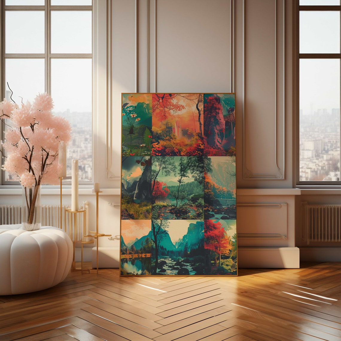 Nine Panel Scenic Nature Landscape Rustic Collage Art Poster - Image 4