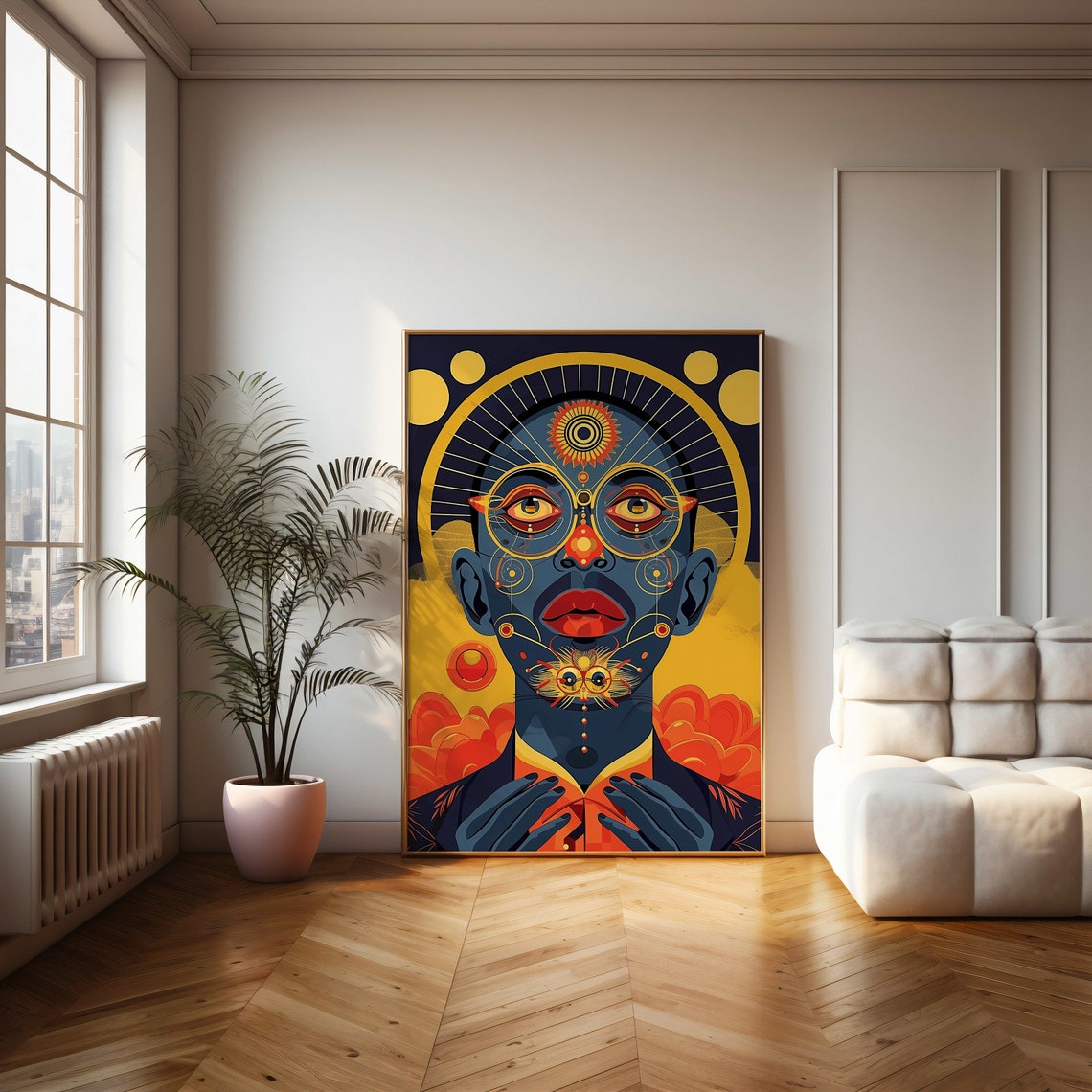 Cosmic Celestial Portrait Mystical Psychedelic Abstract Art Poster - Image 2