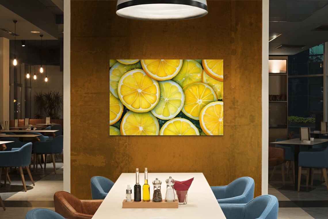Zesty Lemon Slice Canvas Citrus Kitchen Wall Art Decor Fresh Fruit Wall Art - Image 2