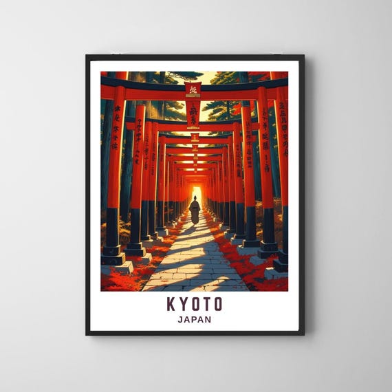 Kyoto Torii Gate Wall Art Japanese Temple Poster Fushimi Inari Shrine Print Zen Home Decor Japan Travel Photography