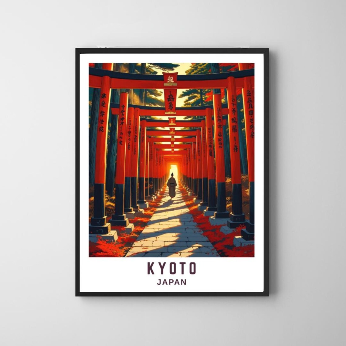 Kyoto Japan Fushimi Inari Red Torii Gate Autumn Travel Poster