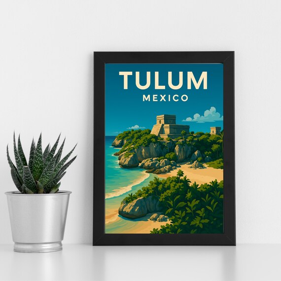 Tulum Print Artwork L Mexico North America Custom Poster Postcard Framed Greeting Card Portrait
