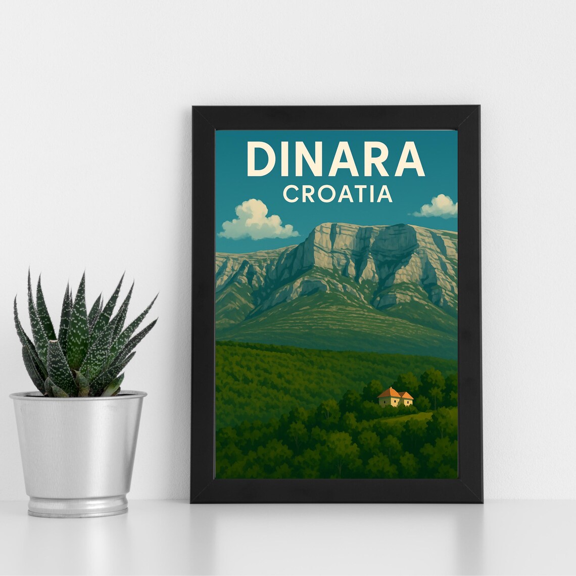 Dinara Croatia Majestic Mountain Landscape Green Valley Travel Poster
