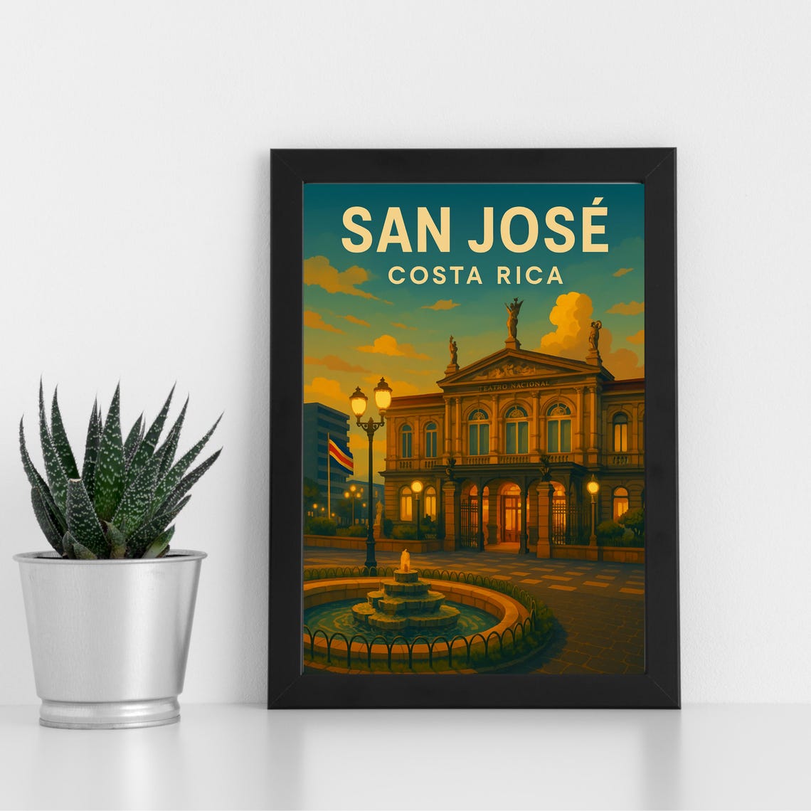 San Jose Costa Rica Poster National Theater Evening Glow Poster