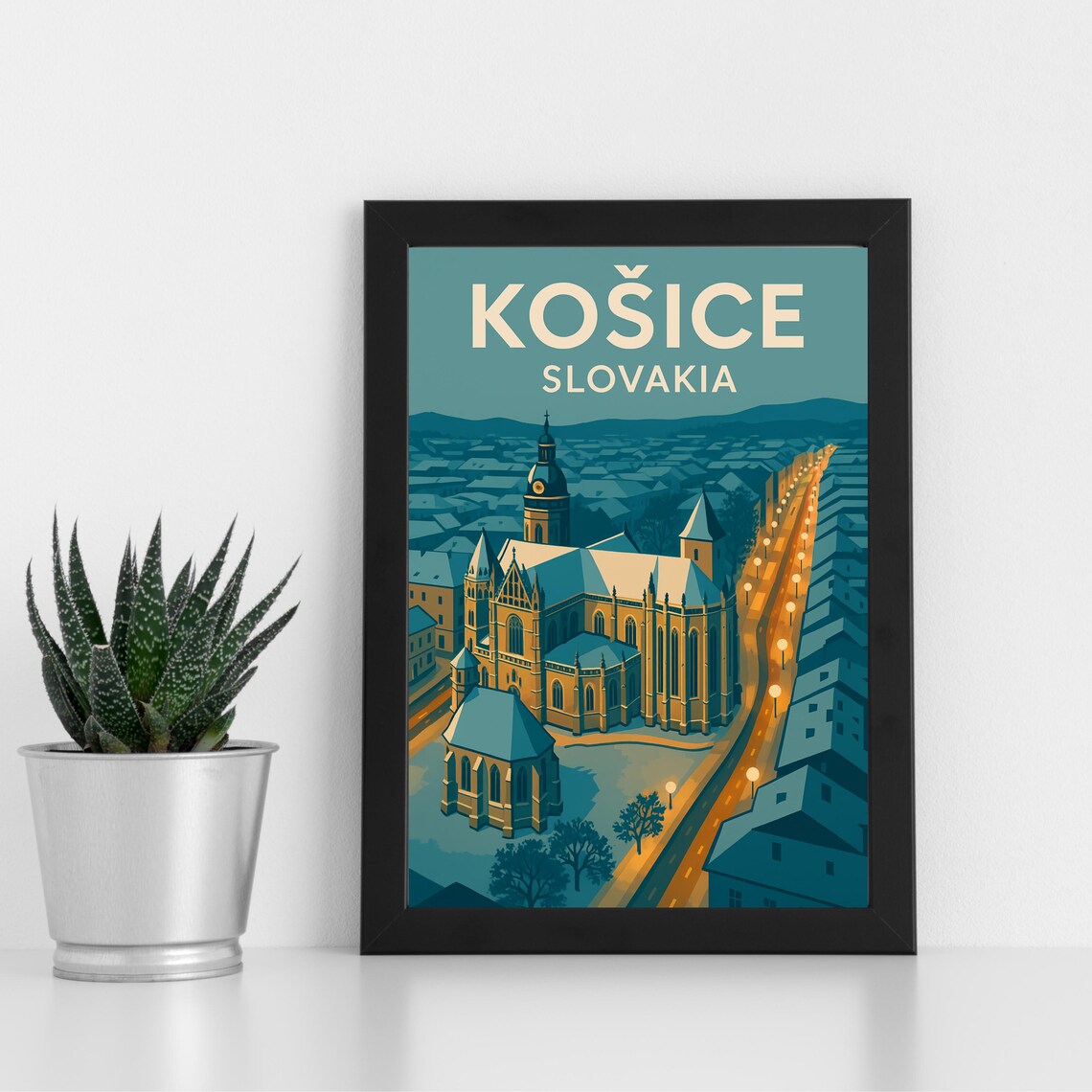 Kosice Slovakia Gothic Cathedral Vintage Retro Travel Poster