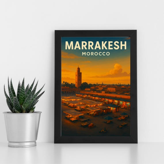 Marrakesh Print Artwork L Morocco Africa Custom Poster Postcard Framed Greeting Card Portrait