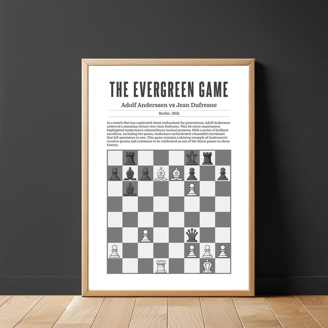Evergreen Game Anderssen vs Dufresne 1852 Chess History Match Poster - Image 2