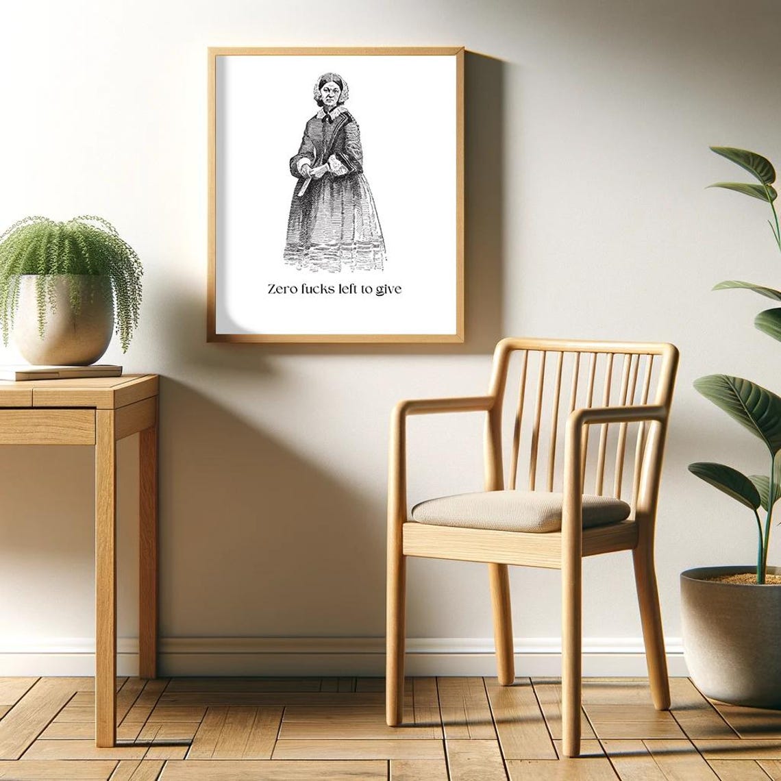 Zero Fucks Left To Give Vintage Lady Engraving Sarcastic Poster - Image 2