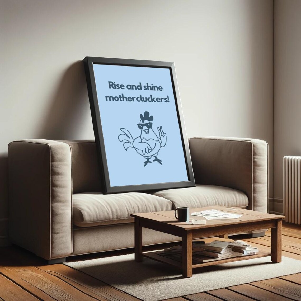 Rise And Shine Mothercluckers Funny Rooster Kitchen Humor Poster - Image 2