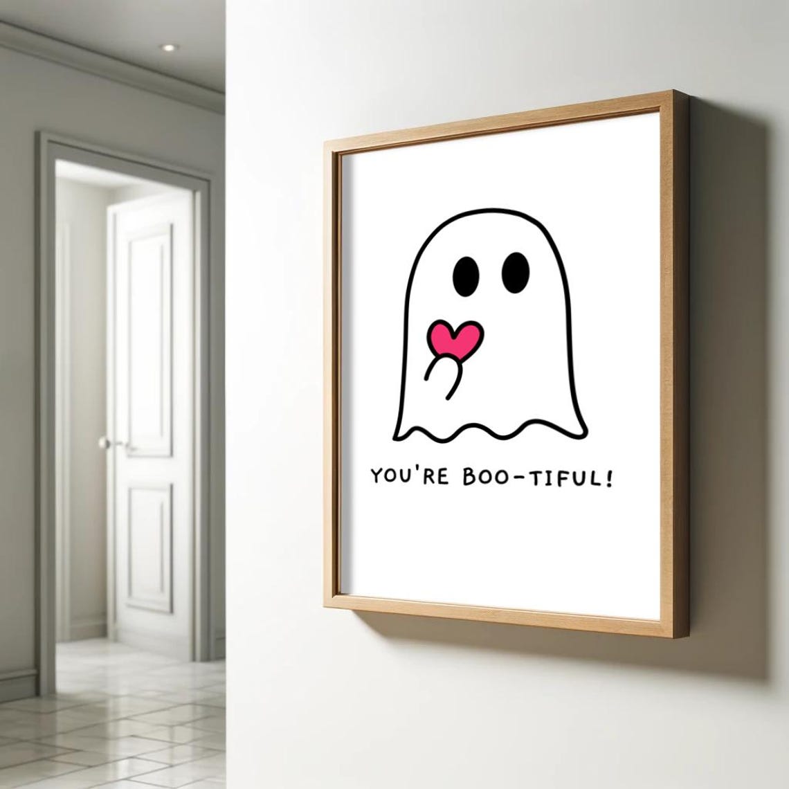 Youre Bootiful Ghost Cute Halloween Heart Funny Spooky Season Poster - Image 2