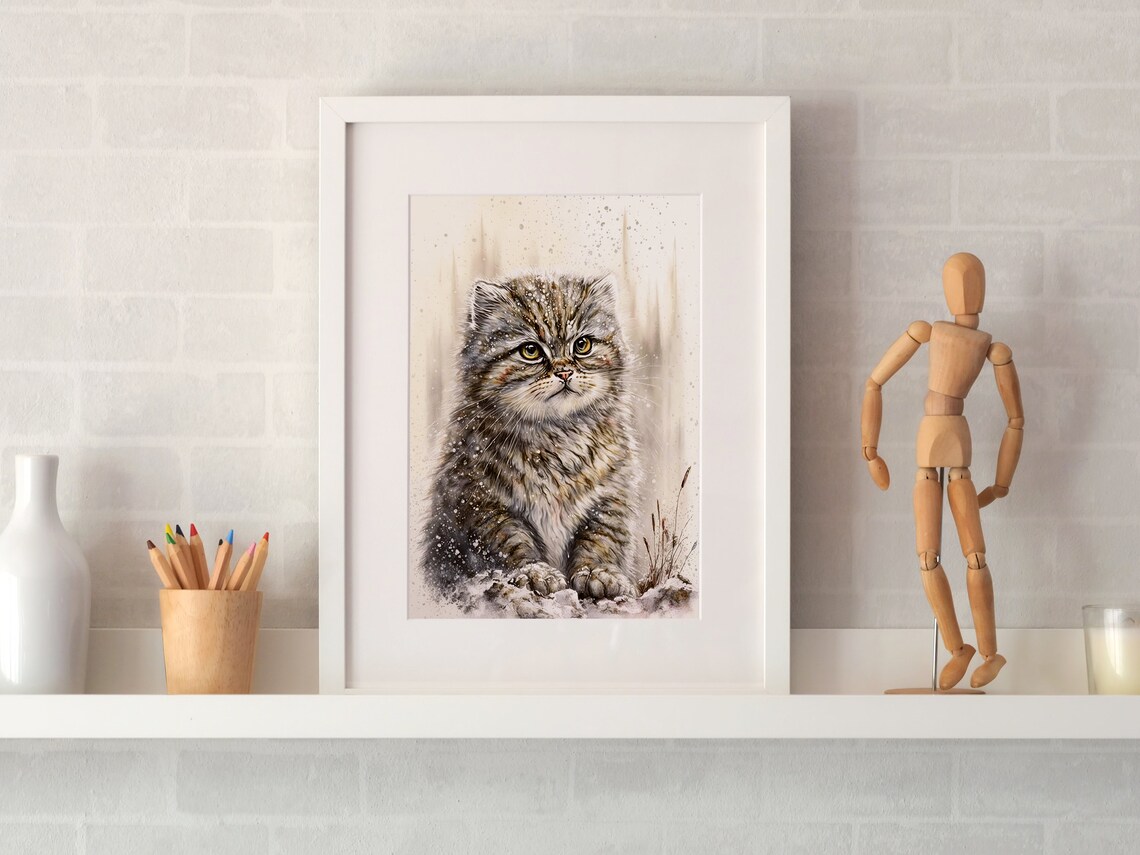 Kawaii Cat Illustration Art Print, Cute Cat Wall Art - Image 3
