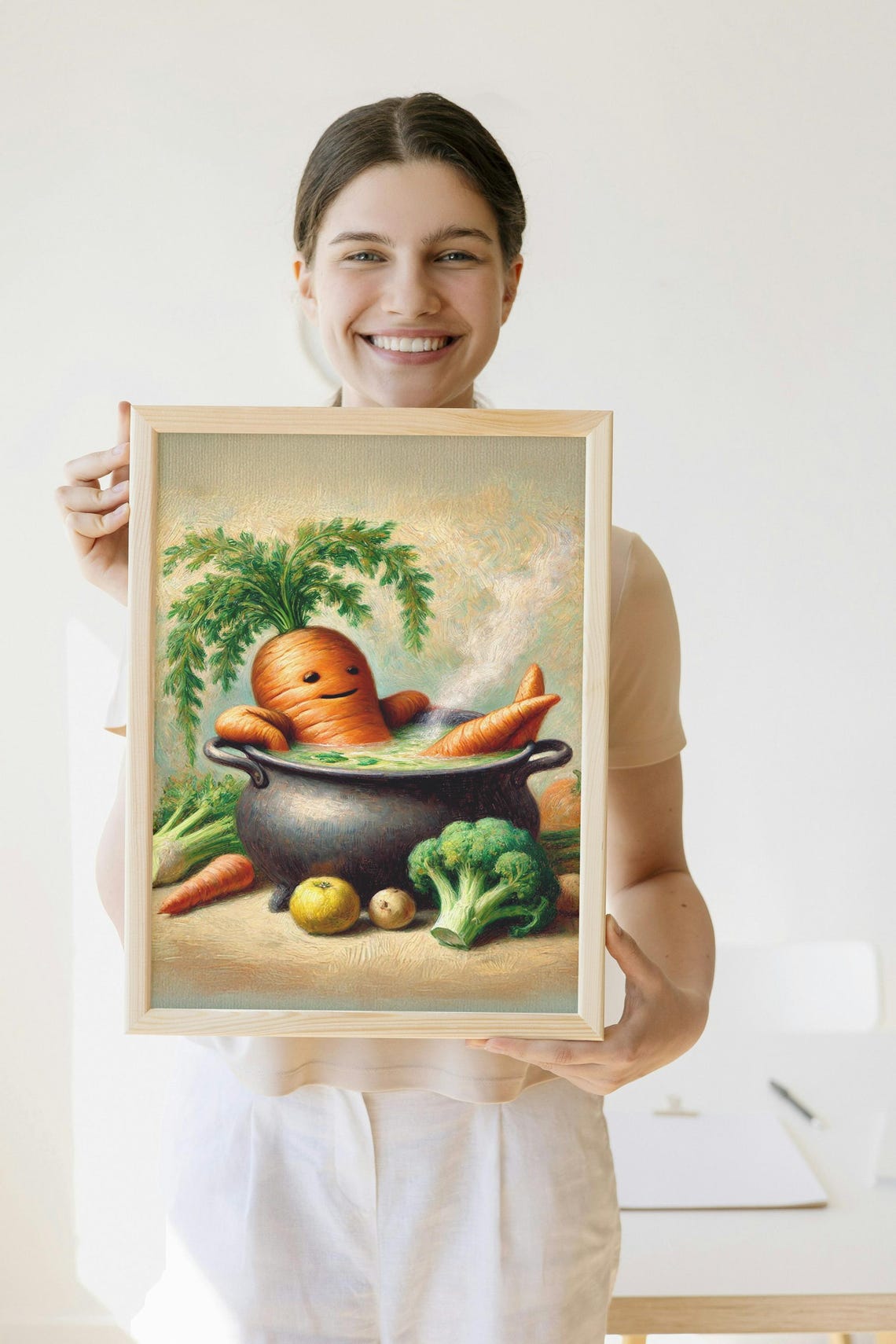 Vintage Carrot Soup Funny Kitchen Wall Art Print - Image 3