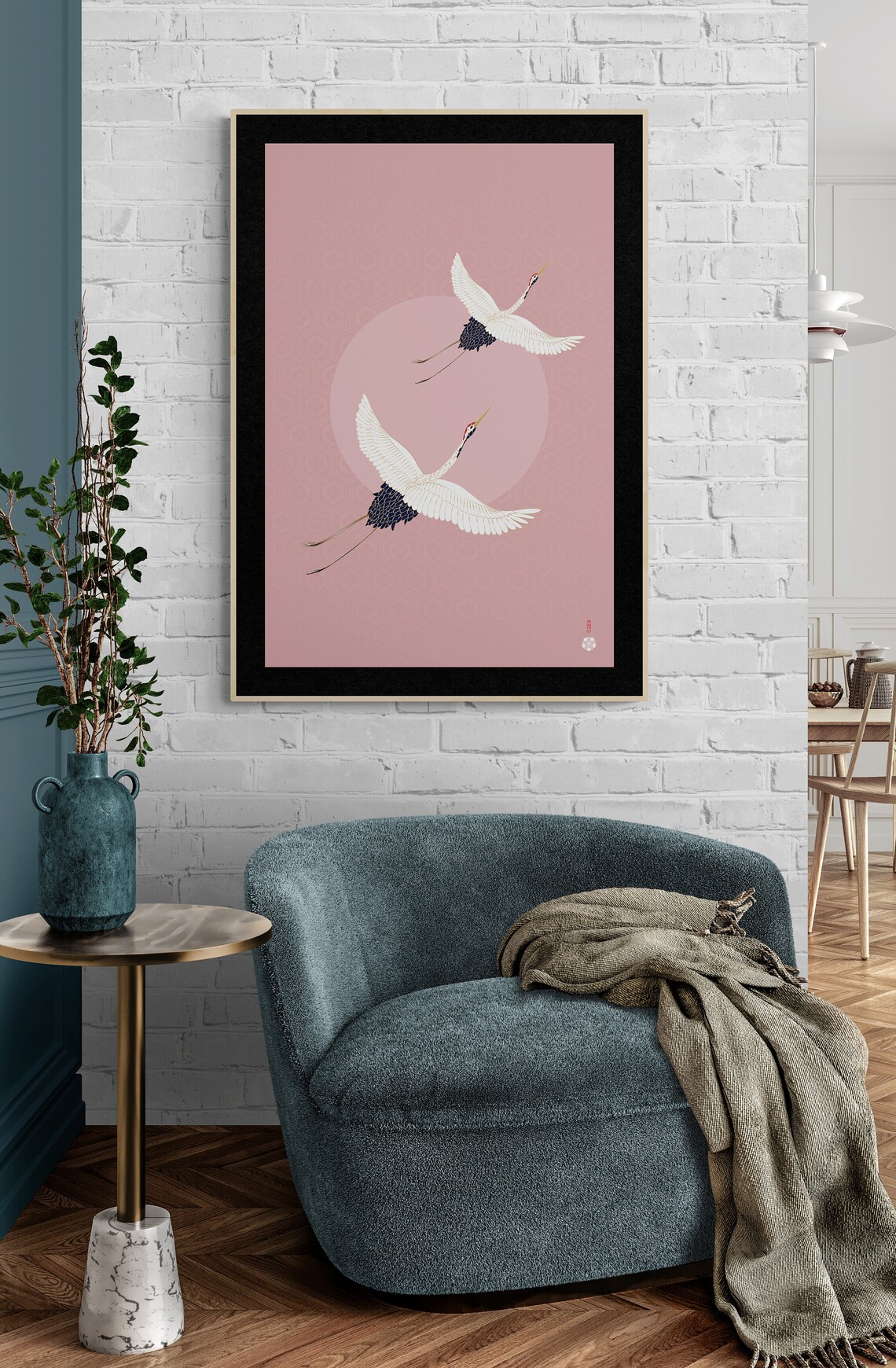 Japanese Cranes Japandi Wall Art, Zen Poster - Image 3