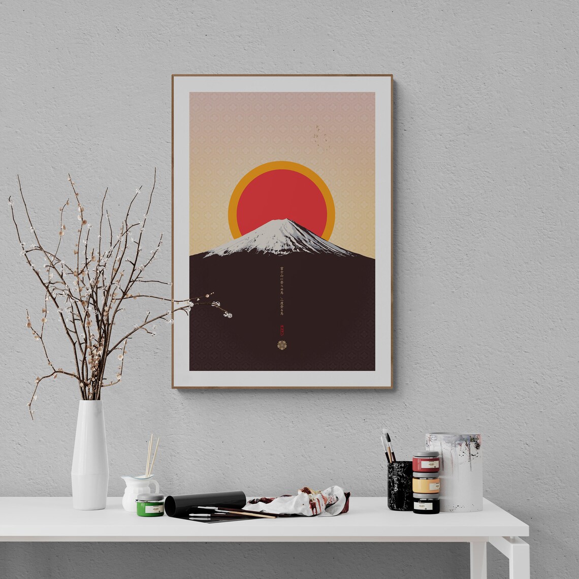 Mount Fuji At Dawn, Japandi Ukiyo-e Art Print - Image 2