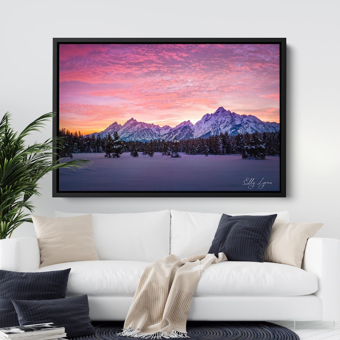 Grand Teton Mountain Sunset, Winter Landscape Print