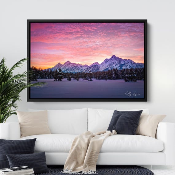 Grand Teton Mountain Sunset, Winter Landscape Print