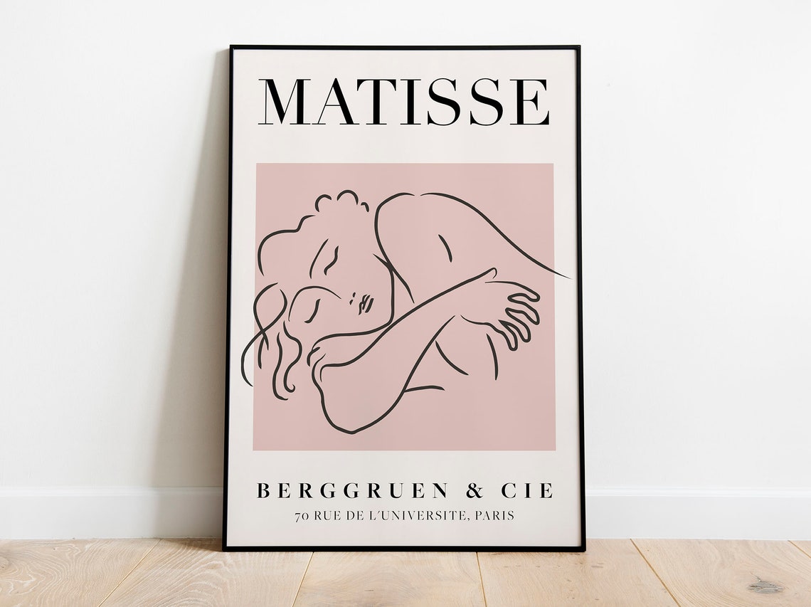 Henri Matisse Sleeping Woman Line Art Pink Minimalist Wall Poster