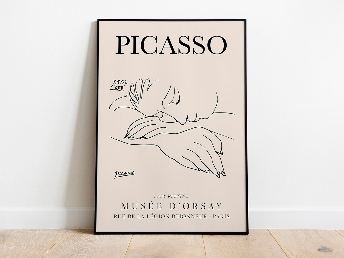 Picasso Lady Resting Vintage Line Art Poster