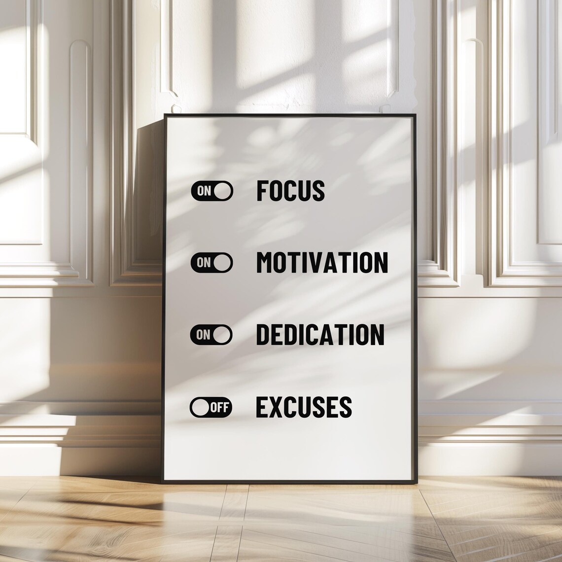 Focus Motivation Dedication On Excuses Off Quote Office Poster