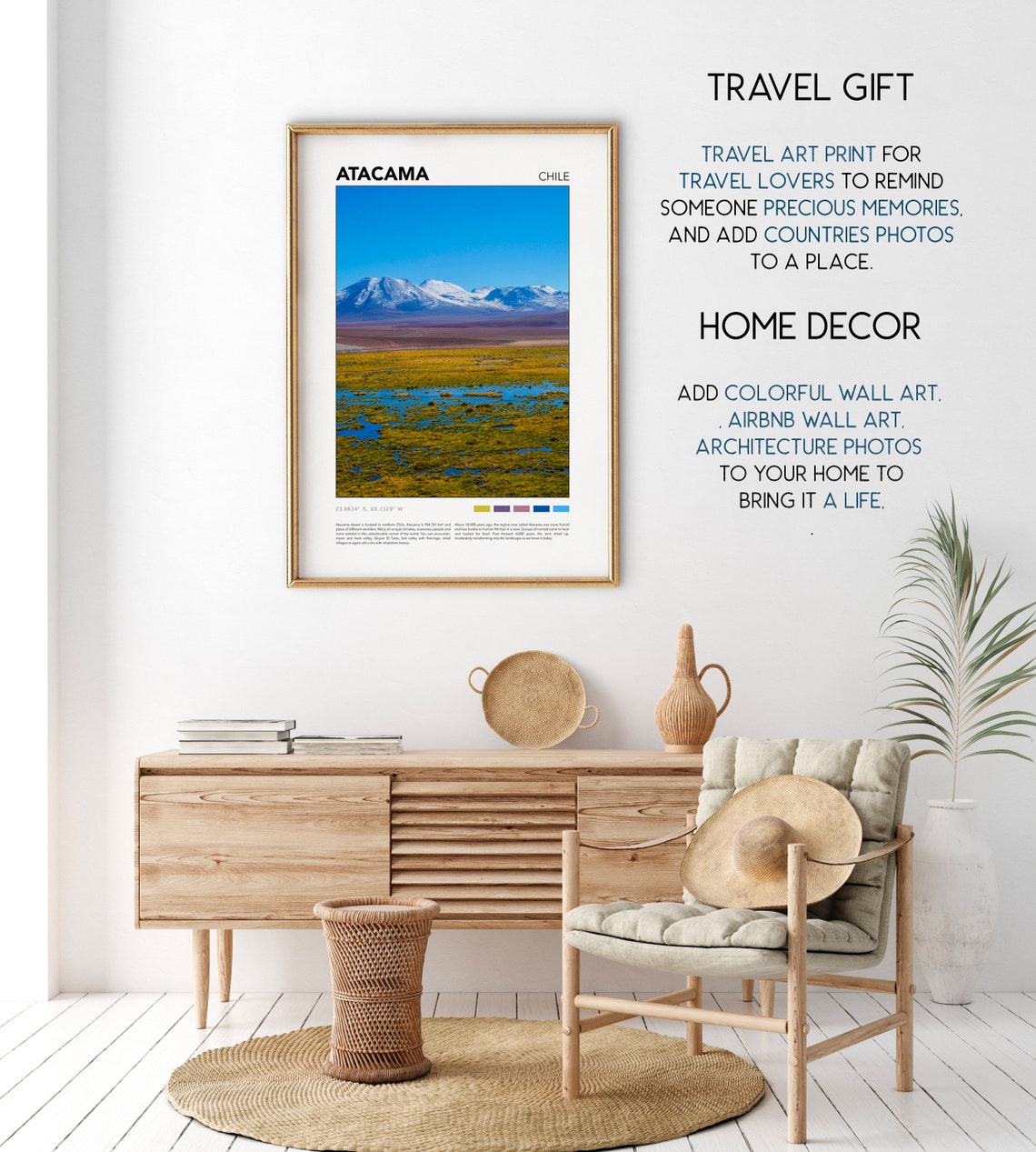 Atacama Chile Desert Photo With Coordinates Vintage Travel Print - Image 2