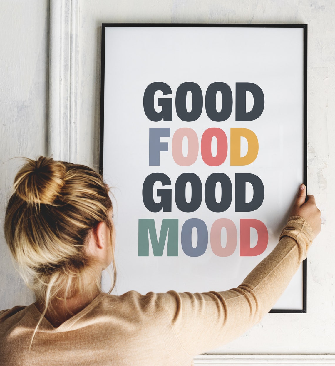 Good Food Good Mood Colorful Kitchen Typography Quote Poster Art - Image 2