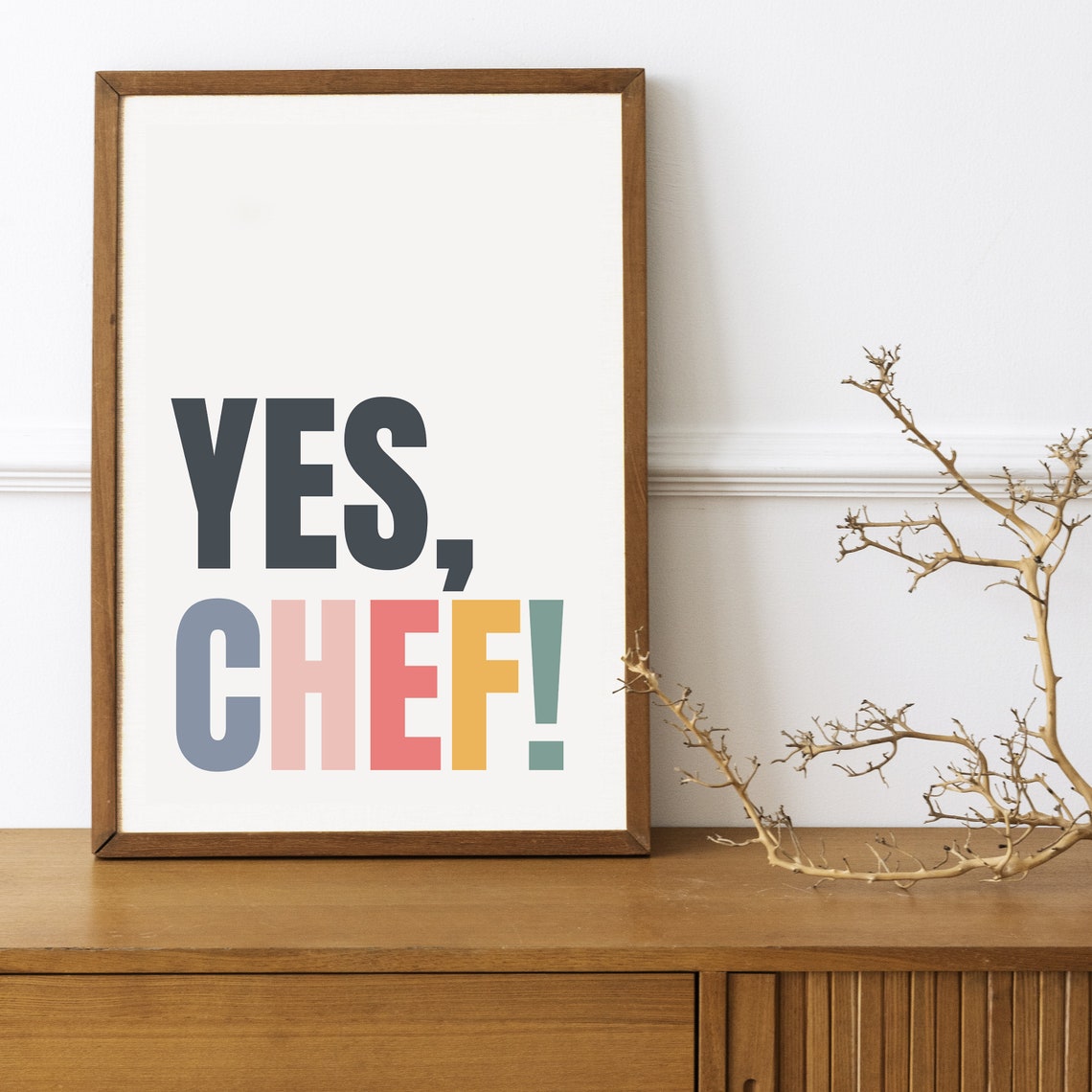 Yes Chef Funny Kitchen Typography Cooking Lover Decor Poster - Image 3