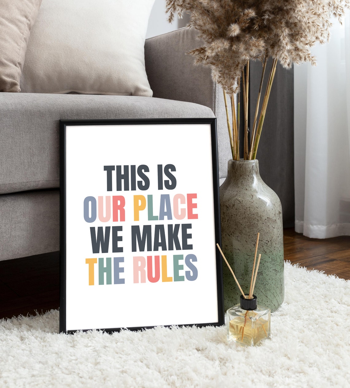 This Is Our Place We Make The Rules Colorful Typography Wall Art - Image 3