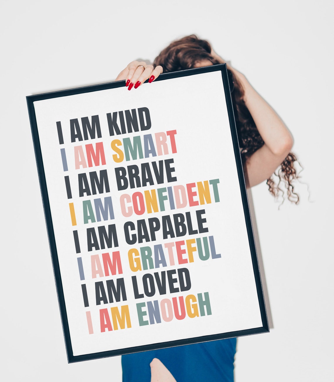 I Am Kind Smart Brave Confident Positive Affirmation Quote Poster - Image 3
