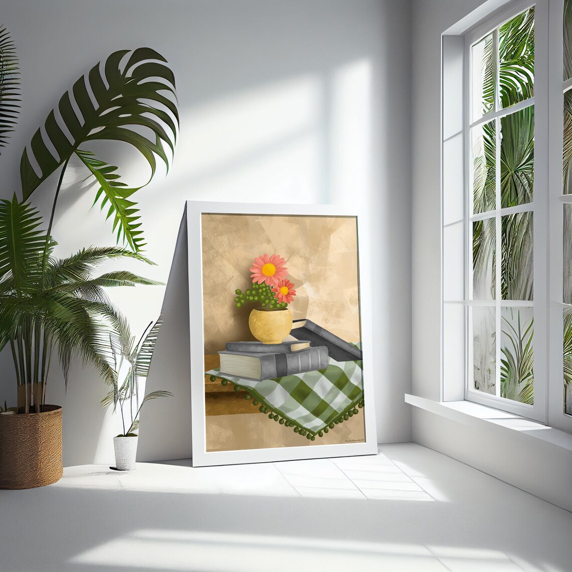 Vintage Books Flower Bouquet Still Life Cozy Reading Nook Art Poster - Image 5