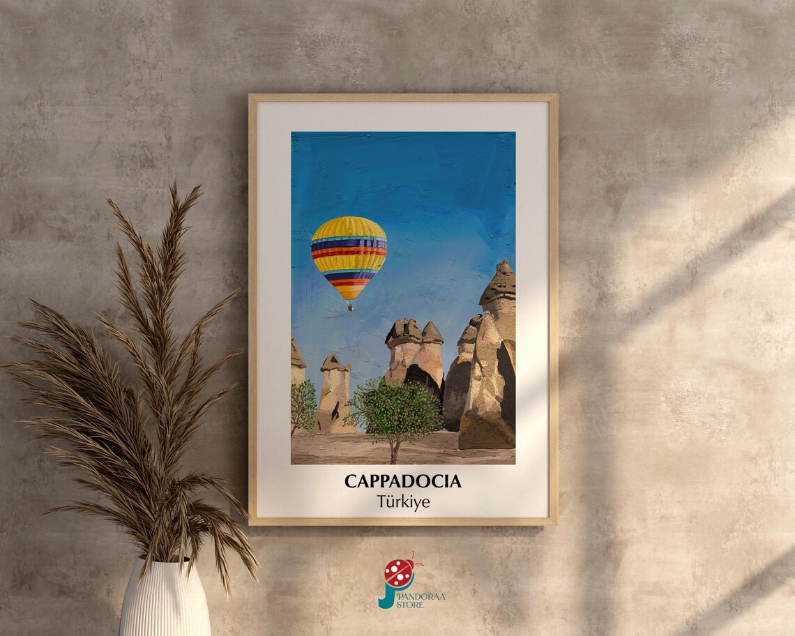 Cappadocia Turkiye Hot Air Balloon Fairy Chimneys Travel Poster