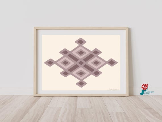 Geometric Boho Wall Art I Pastel Tones Motif Art Print I Living Room Gift Jpg Home Decor Print I Soft Tones Boho Home Gift