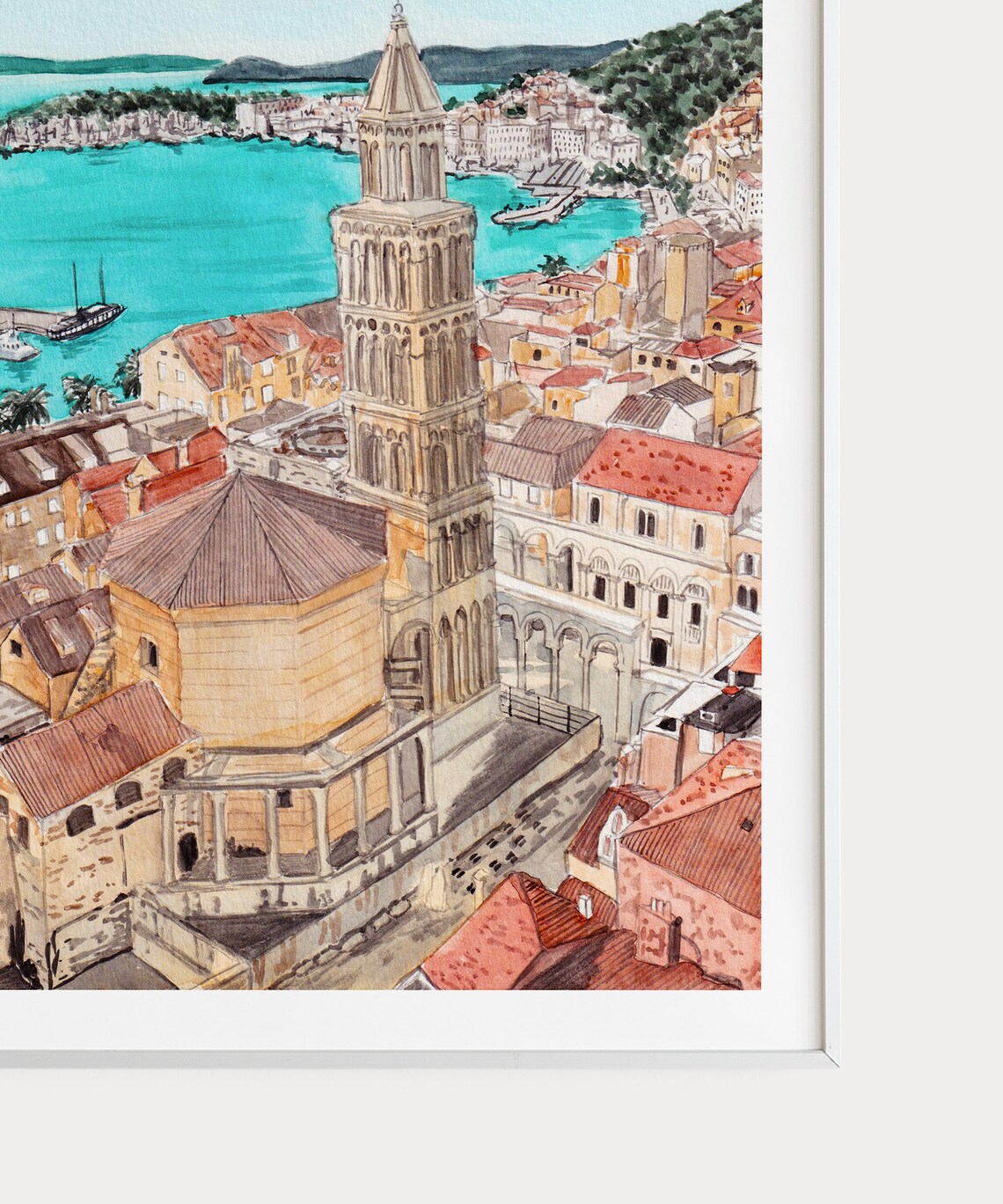 Split Croatia Travel Poster, Adriatic Sea Cityscape - Image 3