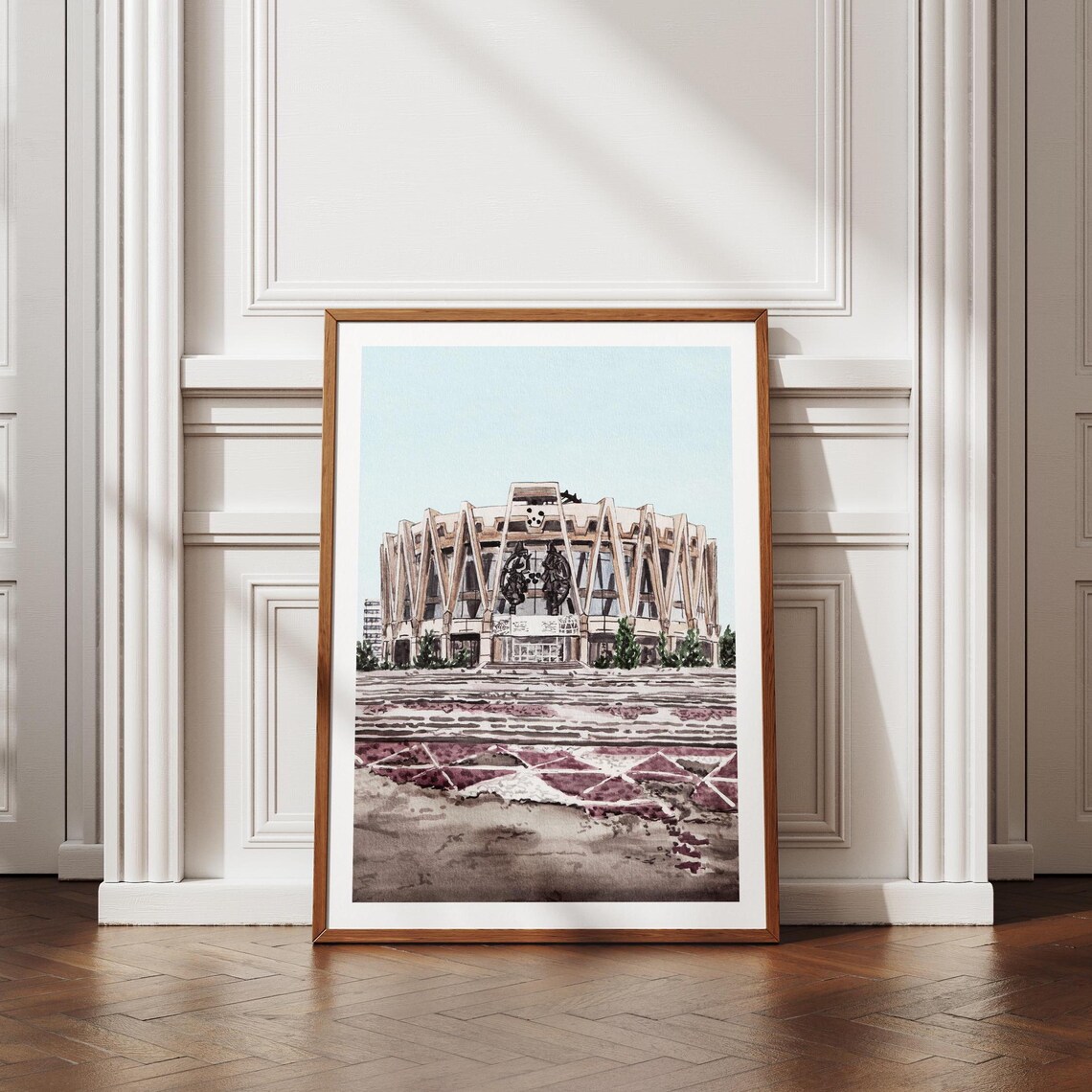 Chisinau Brutalist Round Building Watercolor Moldova Cityscape Poster - Image 3