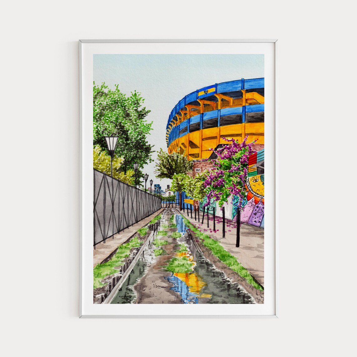 La Boca Buenos Aires Watercolor Travel Poster