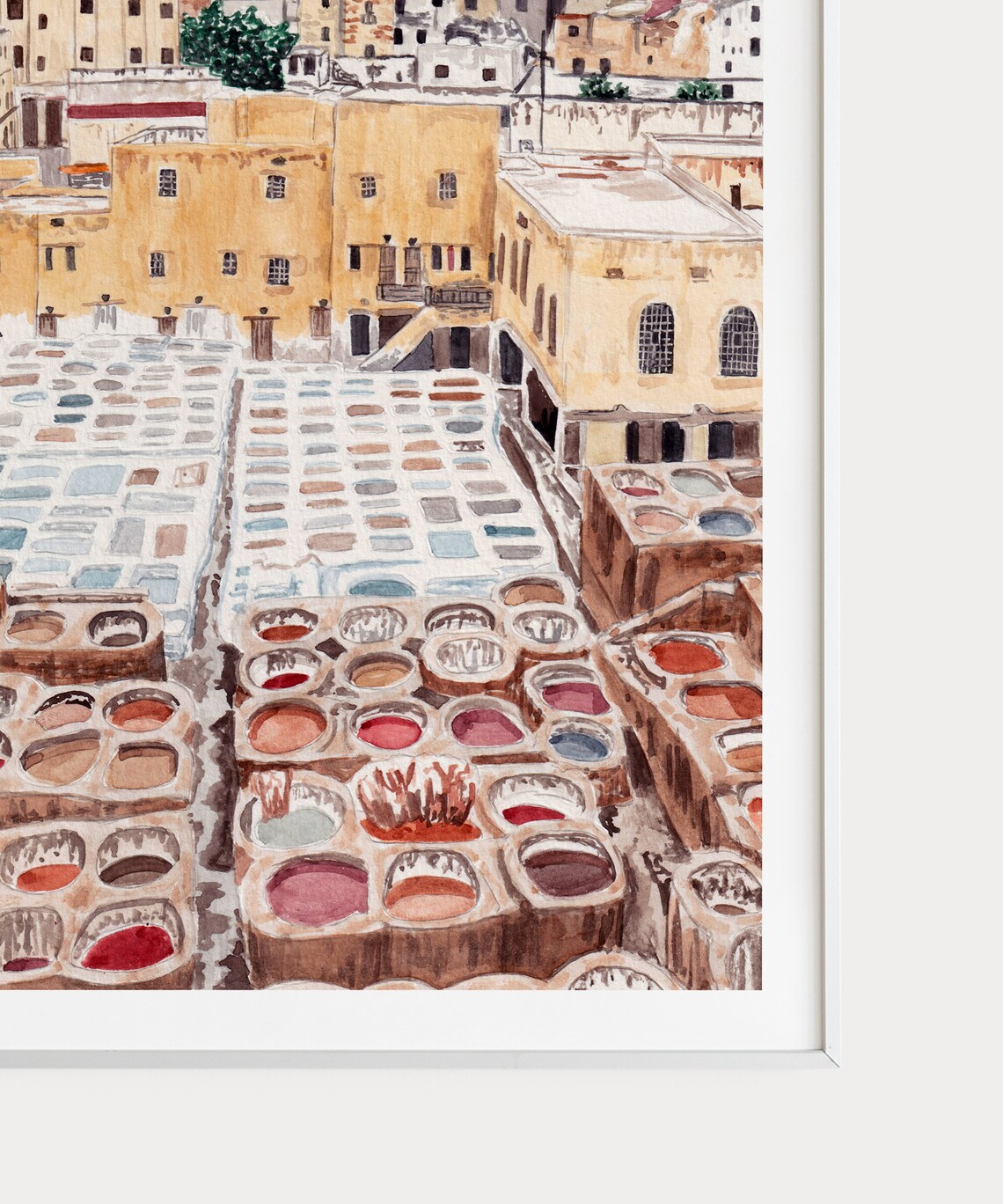 Fez Tannery Watercolor Travel Poster, Morocco Art - Image 3