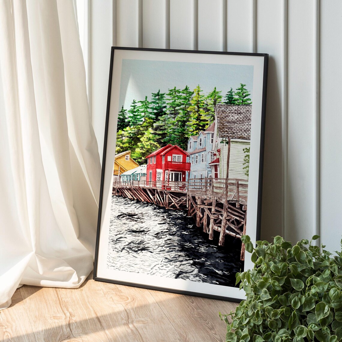Ketchikan Alaska Watercolor Landscape Travel Poster - Image 2