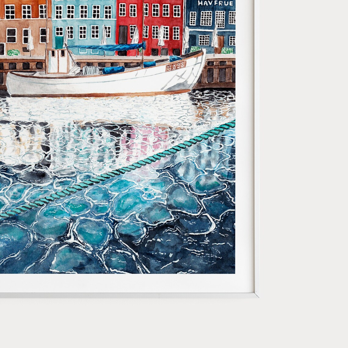 Copenhagen Watercolor Travel Poster, Denmark Cityscape - Image 3