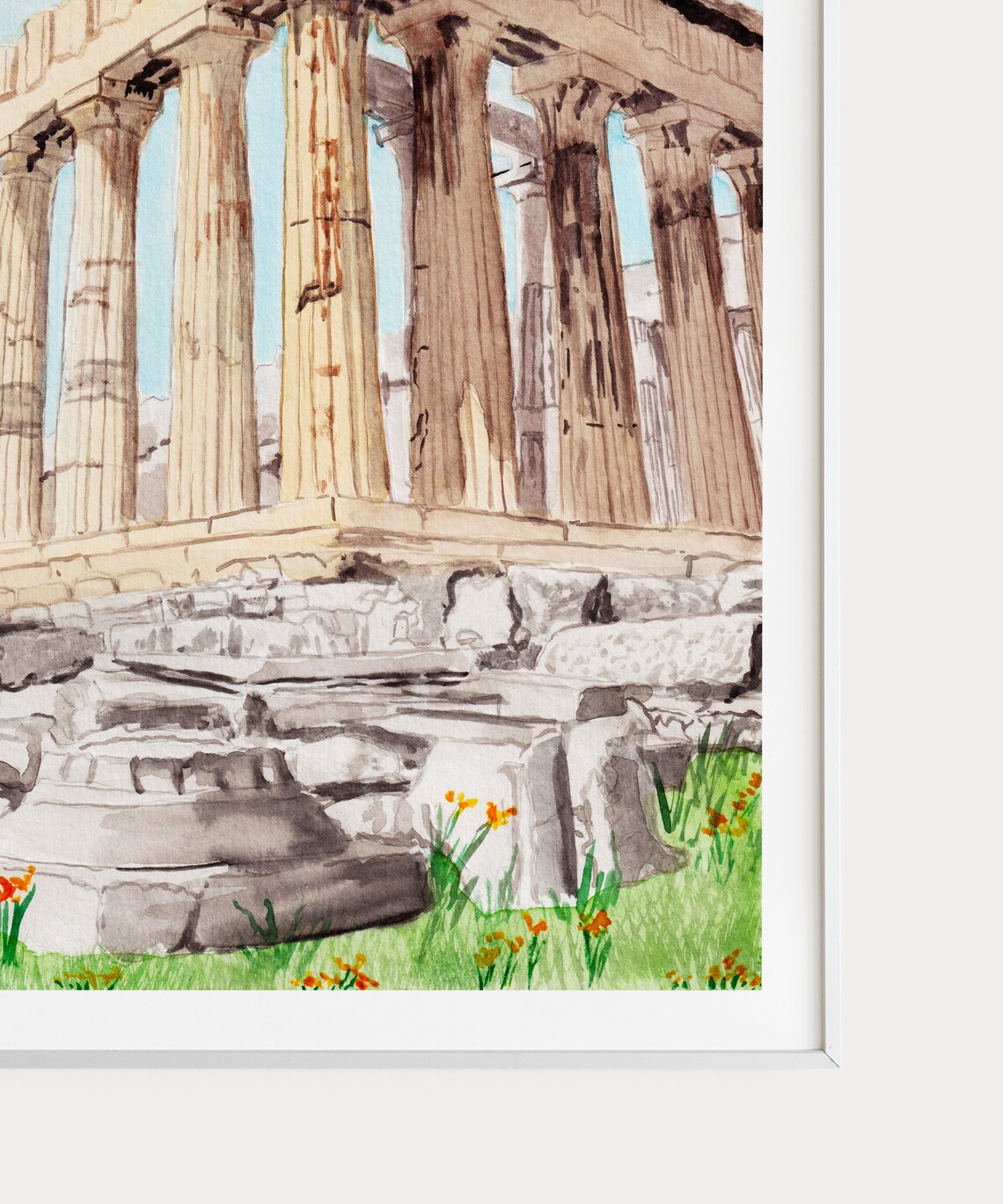 Parthenon Watercolor Travel Poster, Athens Greece - Image 3