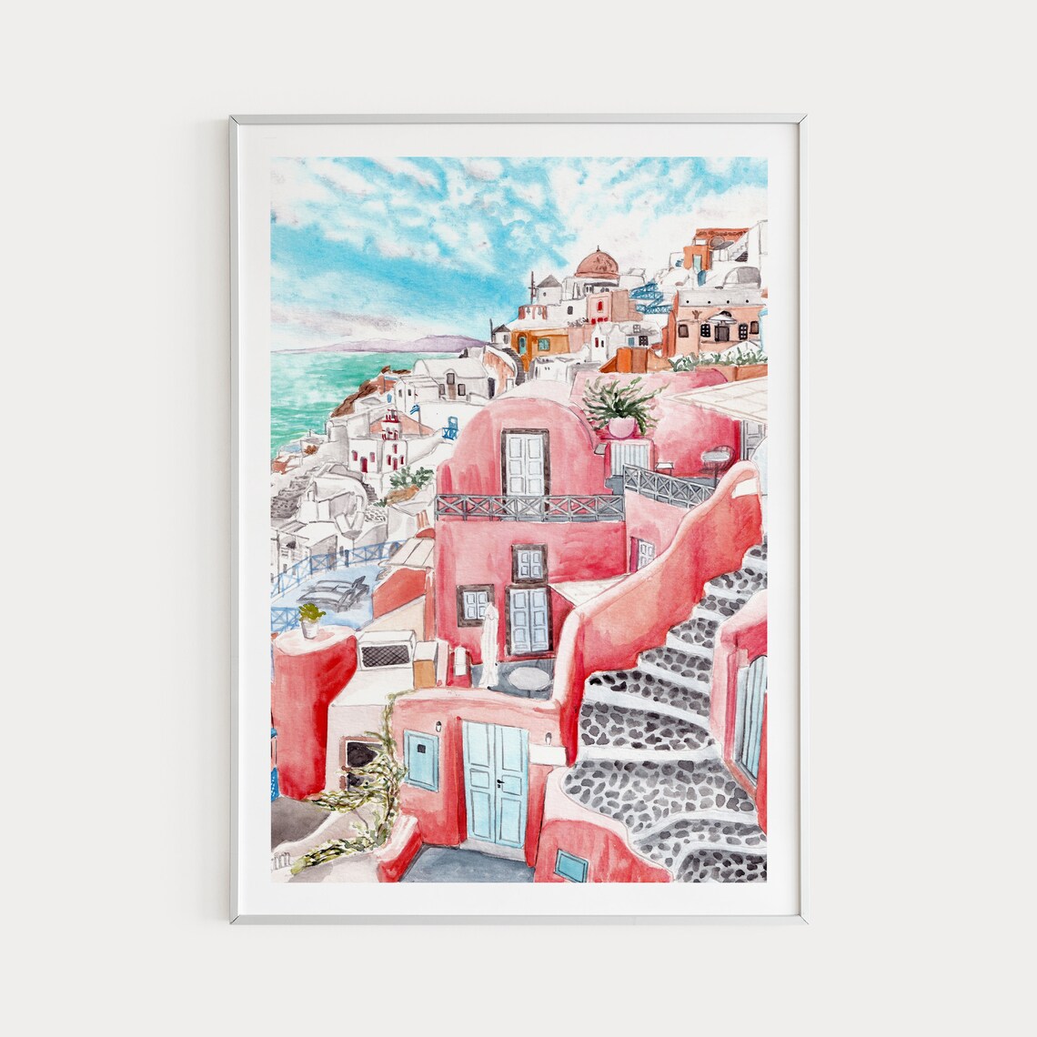 Oia, Santorini Greece Art Print, Travel Poster