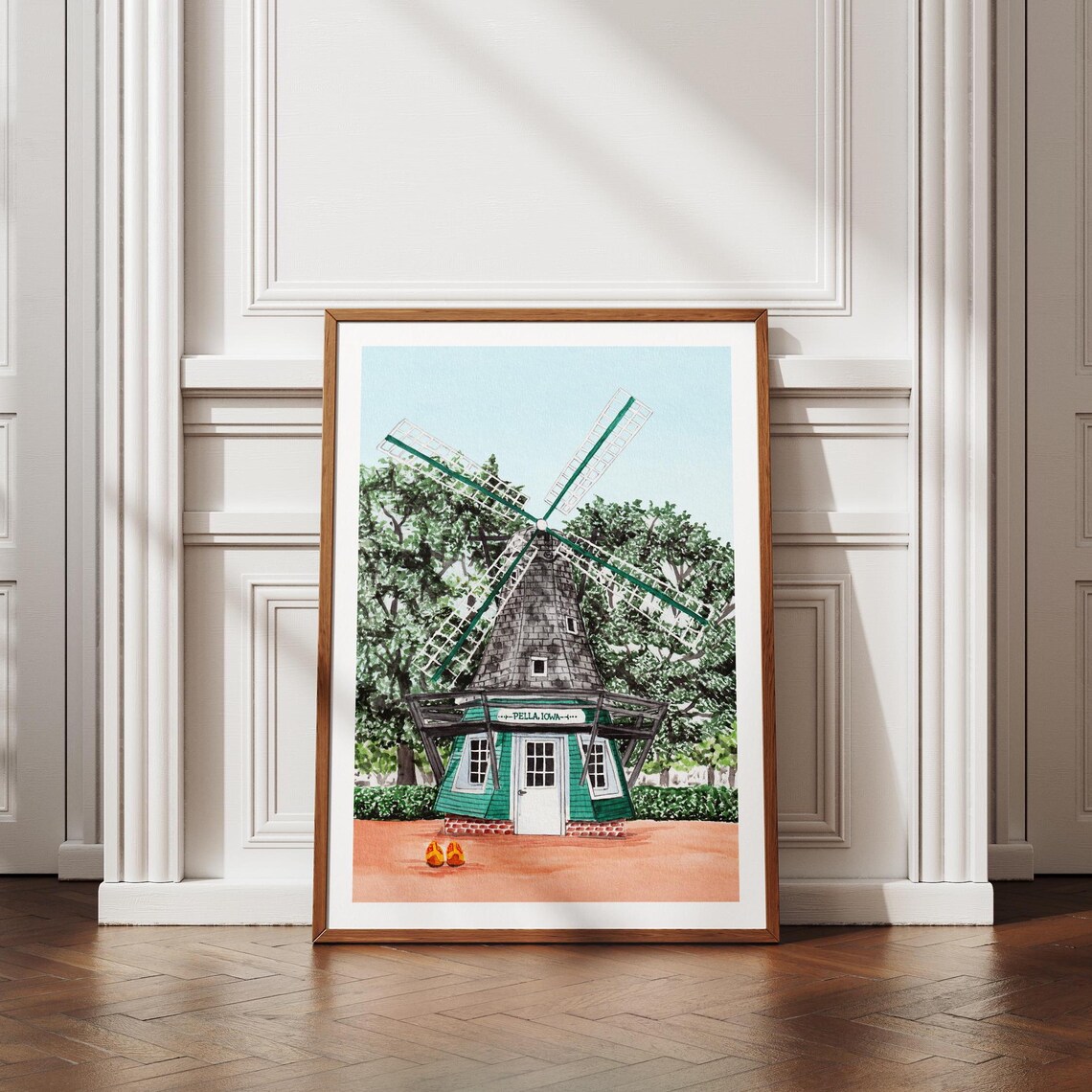 Pella Iowa Watercolor Travel Poster, Cityscape Art Print - Image 3