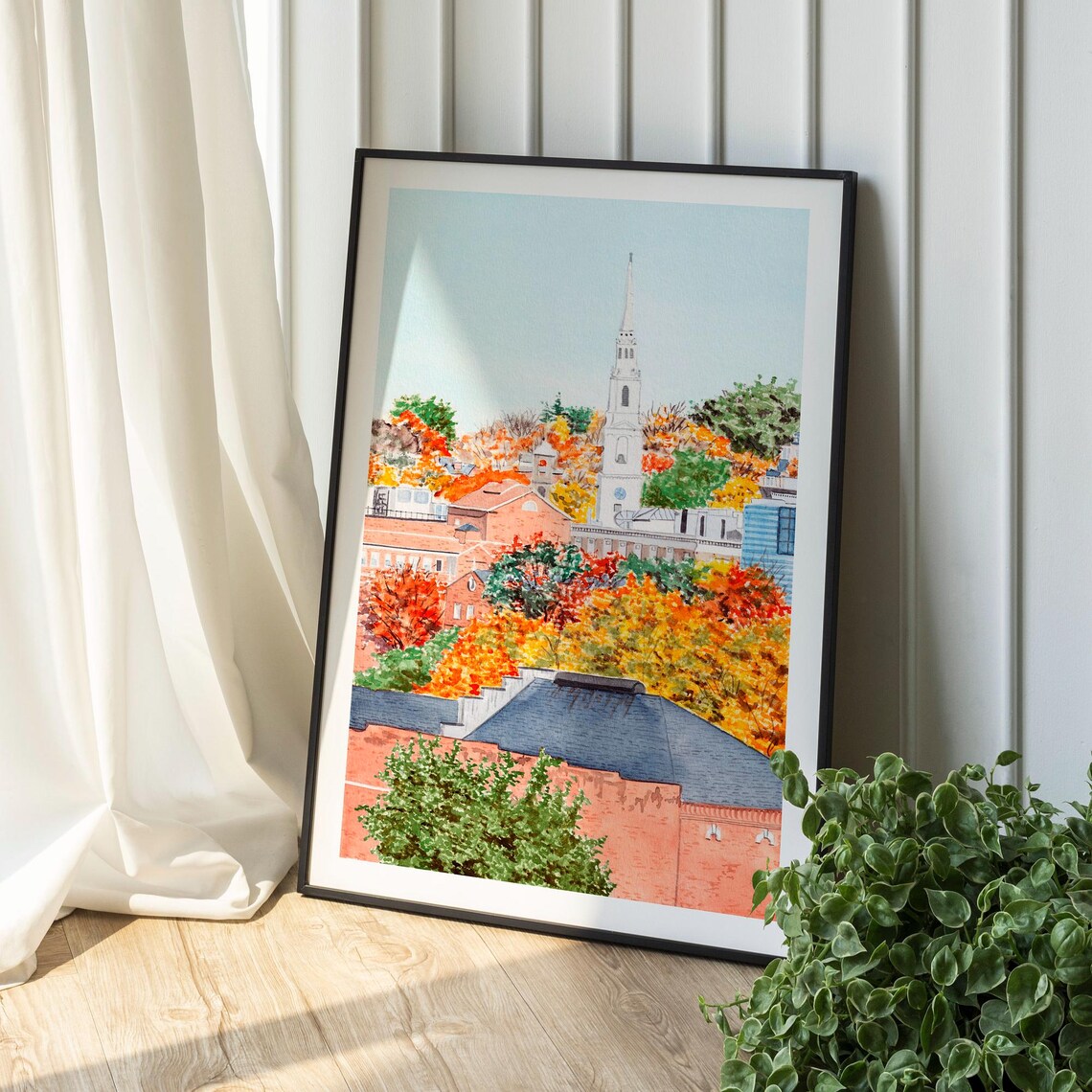 Providence Rhode Island Watercolor Art Print, Fall - Image 2