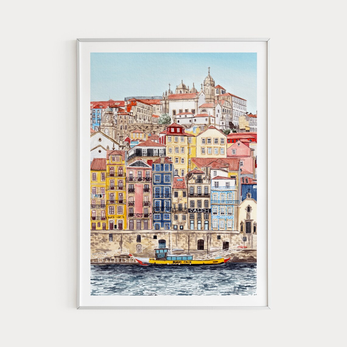 Porto Watercolor Cityscape Art Print, Portugal