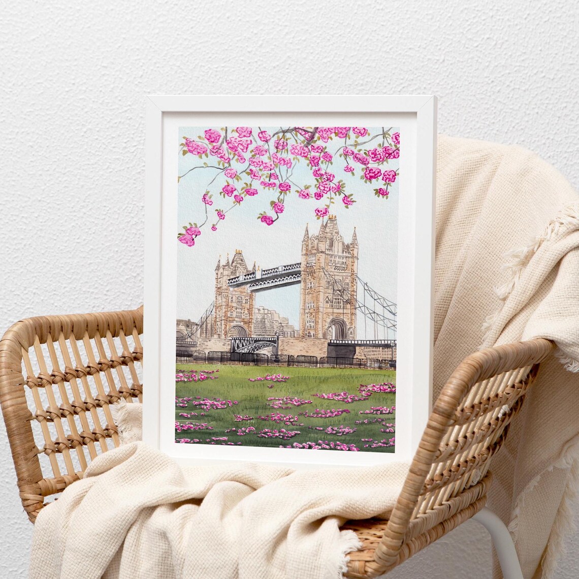 Tower Bridge Watercolor Art Print, London Cityscape - Image 2