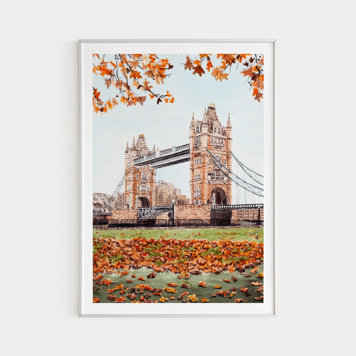 Tower Bridge London Watercolor Travel Art Poster