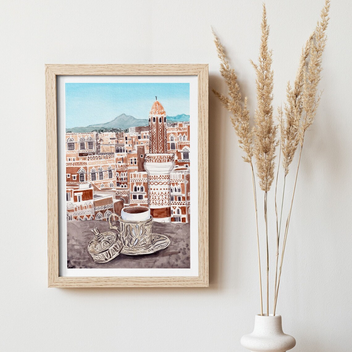 Sanaa, Yemen Watercolor Travel Poster, Middle East - Image 2