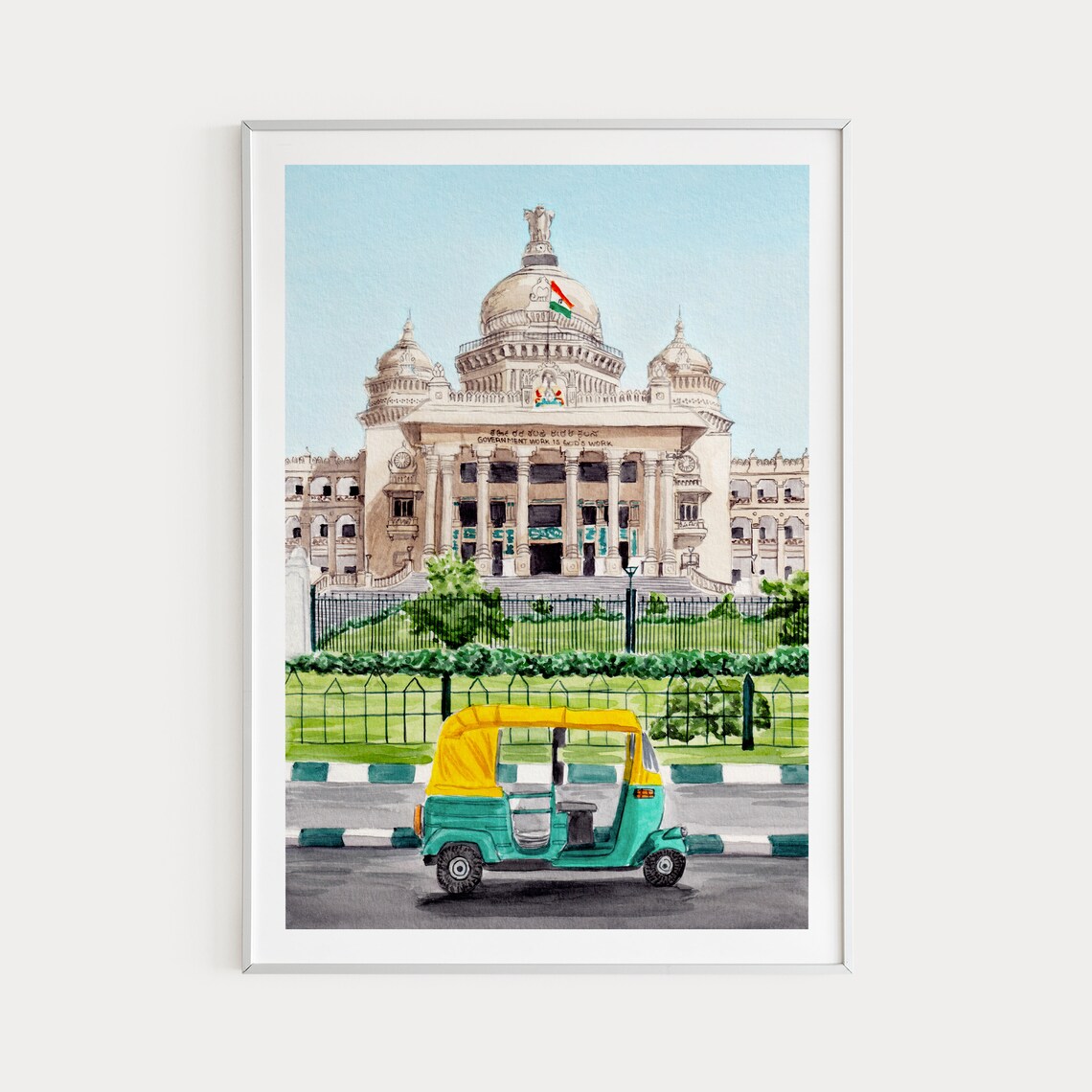 Bangalore Watercolor Print, Bengaluru India Travel Poster