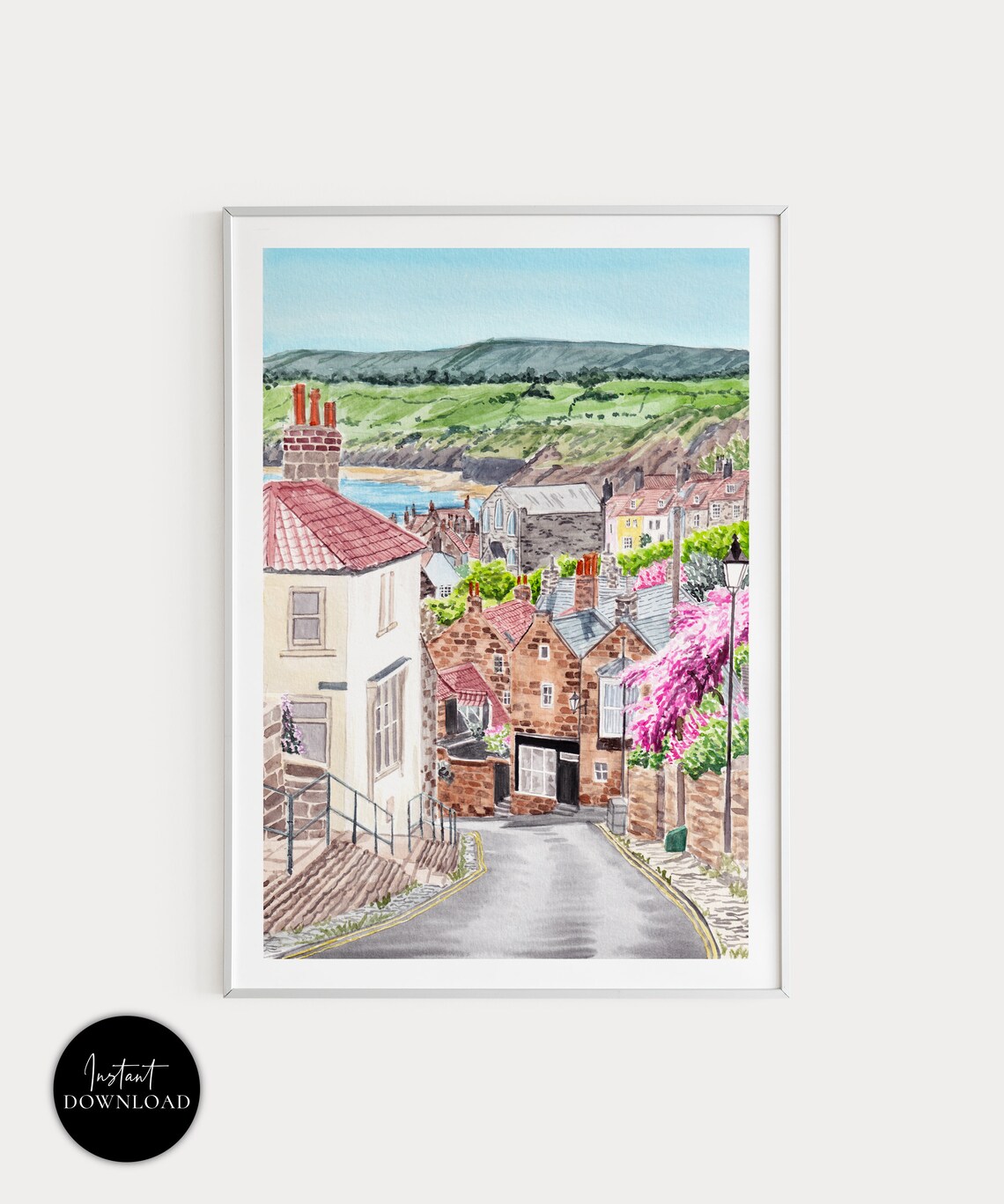 Yorkshire Watercolor Print, English Countryside Travel Art