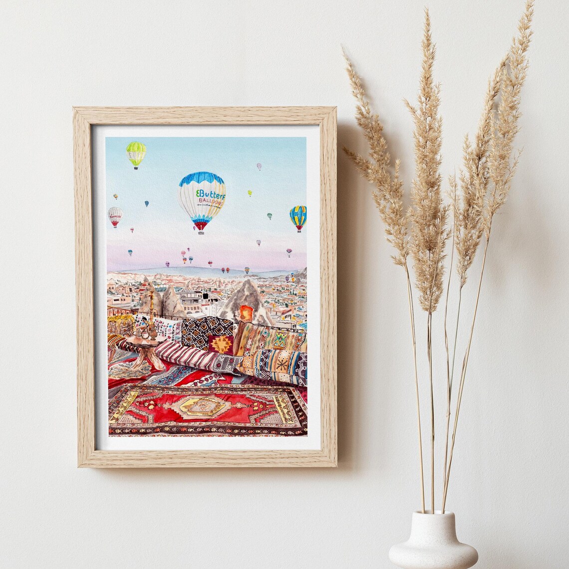 Cappadocia Watercolor Art Print, Turkey Landscape - Image 2