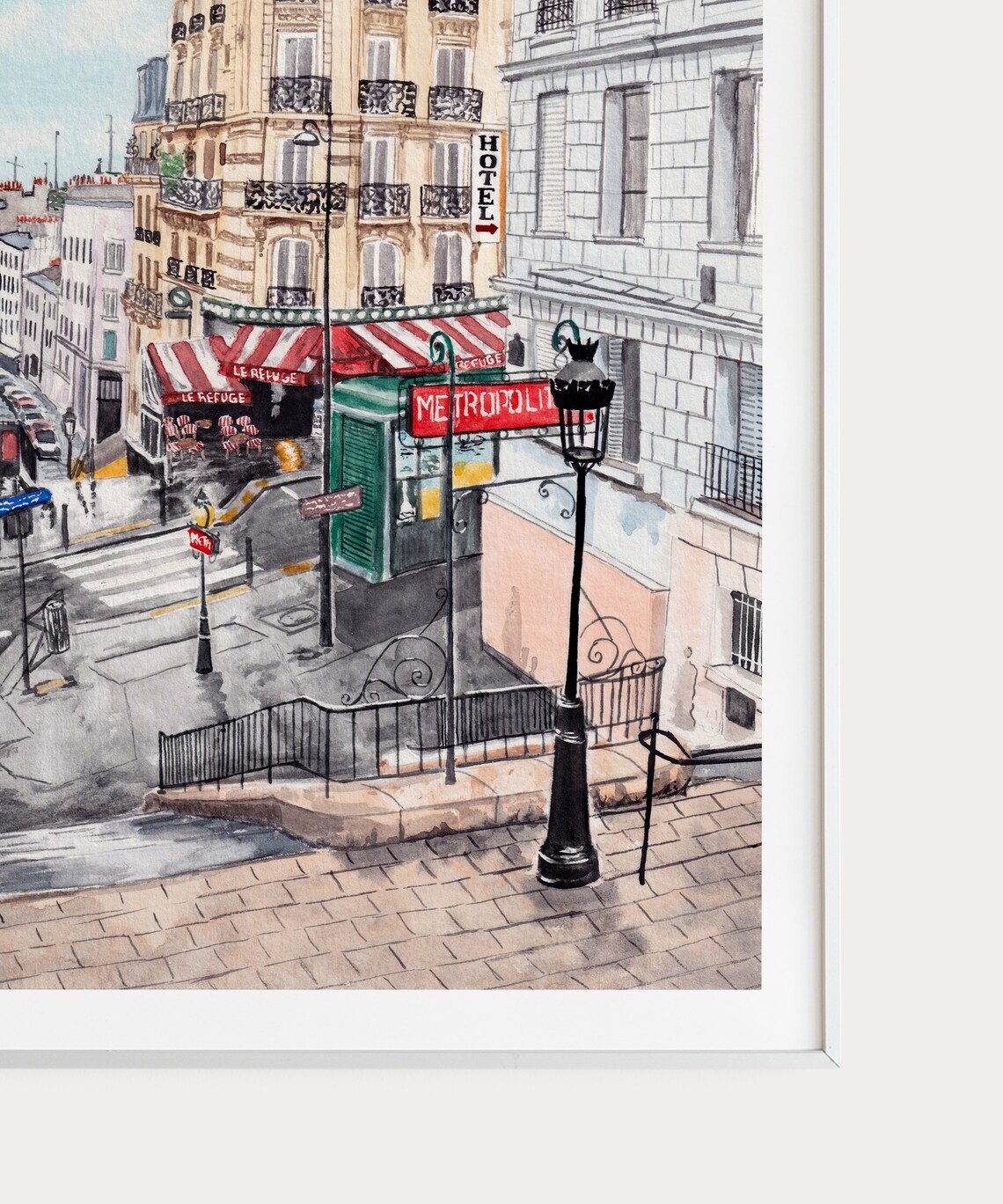 Montmartre Paris Watercolor Cityscape Travel Poster - Image 3